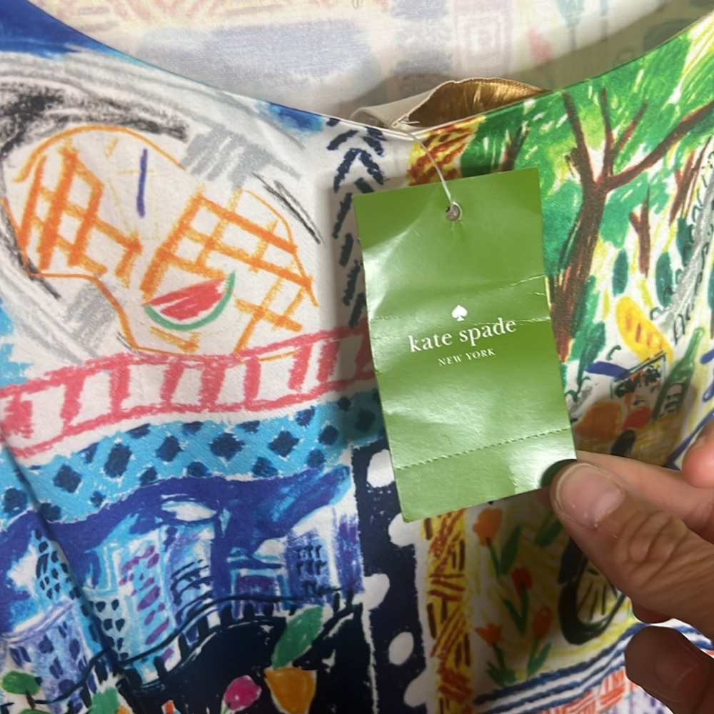 NWT Kate Spade Mariella Picnic Pleat Midi Dress European Summer Watermelon Bike - Picture 8 of 8